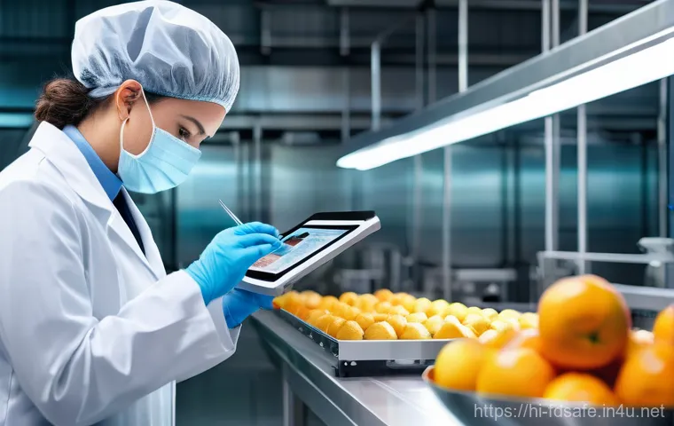 식품위생사와 관련된 학술 연구 - Modern Food Safety Officer in Action**

A highly detailed, realistic image of a male or female food ...