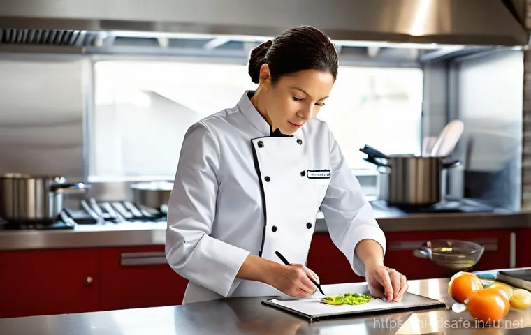 식품위생사 직업 선택 이유 - **Prompt 1: The Diligent Inspector in a Modern Kitchen**
    "A food hygiene inspector, a profession...